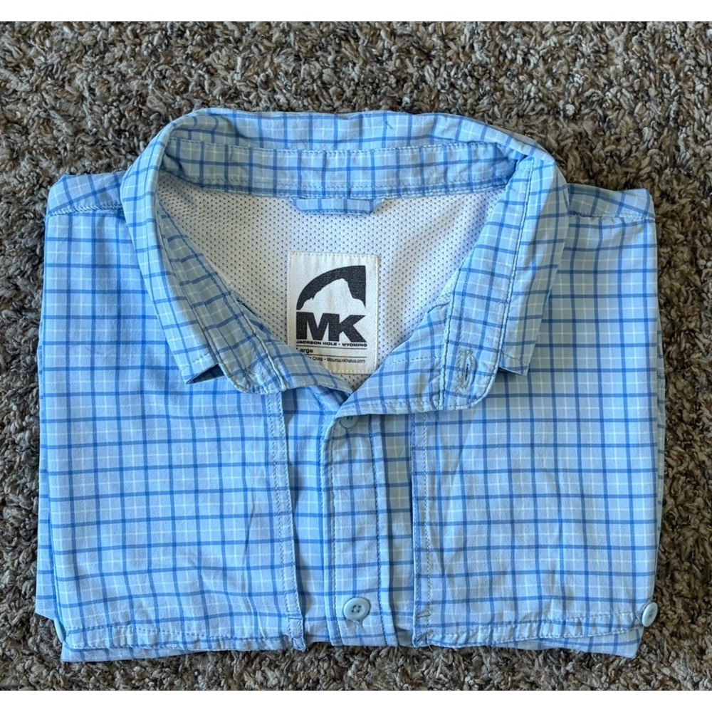 Mountain Khakis Long Sleeve Button Down Shirt Large Blue Vented Men's Hiking